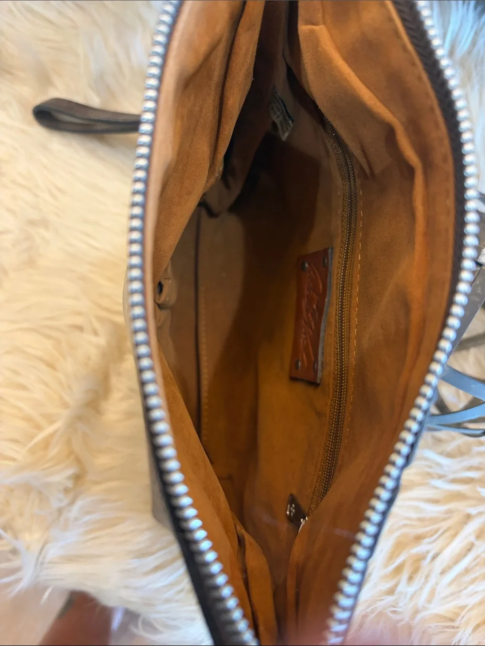 Patricia Nash Turquoise and Brown Tooled Floral Wristlet Clutch